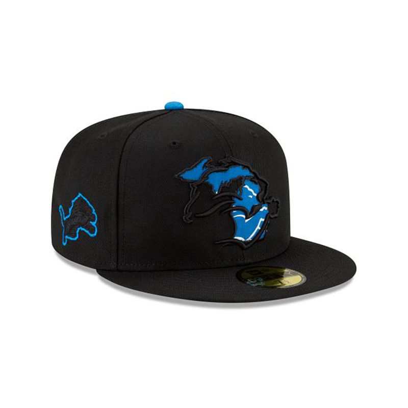 NFL Detroit Lions State Logo Reflect 59Fifty Fitted (RPR5321) - Black New Era Caps